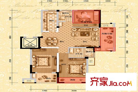 寶格麗公館小高層J戶型 3室2廳2衛(wèi)1廚