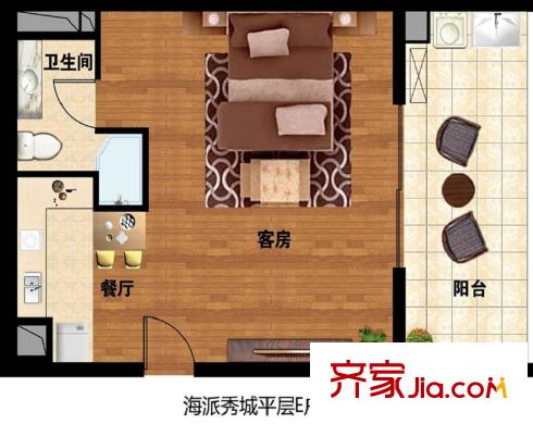 海派秀城單身公寓E戶型 1室1廳1衛(wèi)1廚