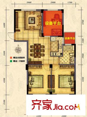 御上江南6號樓(偶數(shù)層)A5-A8戶型-04 2室2廳1衛(wèi)1廚