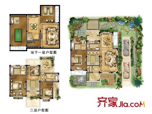 合悅江南B4戶型平面圖 3室3廳4衛(wèi)1廚