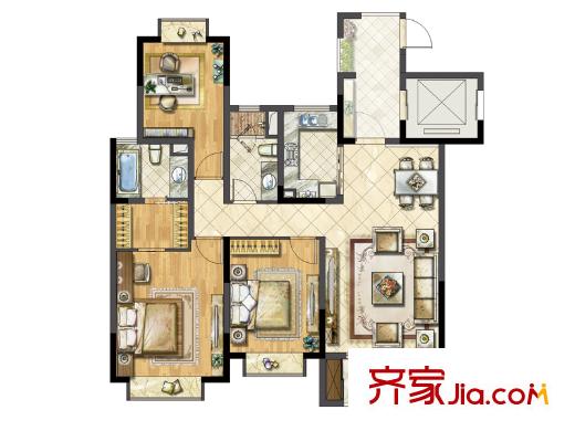 合悅江南Y6-C1戶型圖 3室2廳2衛(wèi)1廚
