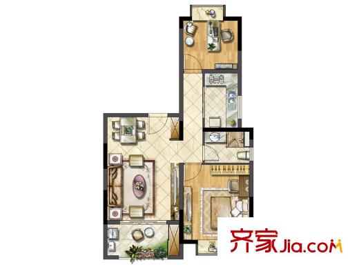 合悅江南Y8-F4戶型圖 2室2廳1衛(wèi)1廚