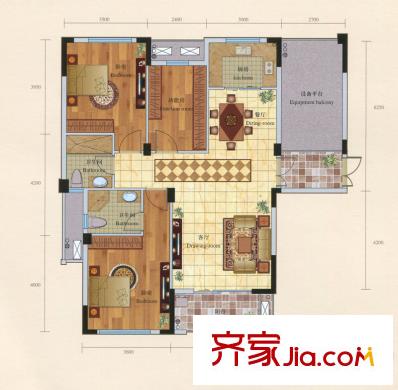 翠湖壹號高層1#、7#03、04室G-c戶型 3室2廳2衛(wèi)1廚