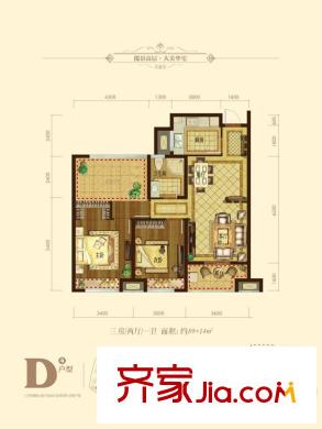 紫元?尚園15#16#D4戶型 3室2廳1衛(wèi)1廚