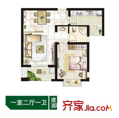 江南太陽城戶型圖B戶型圖 1室2廳1衛(wèi)