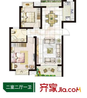 江南太陽城戶型圖C戶型圖 2室2廳1衛(wèi)