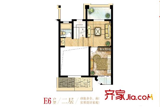 保利西塘越聯(lián)排E6戶型二層 1室1廳1衛(wèi)