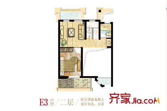 保利西塘越聯(lián)排E3戶型二層 1室1廳1衛(wèi)