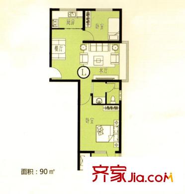 安聯(lián)?風(fēng)度柏林90平方米戶型圖 2室2廳1衛(wèi)1廚
