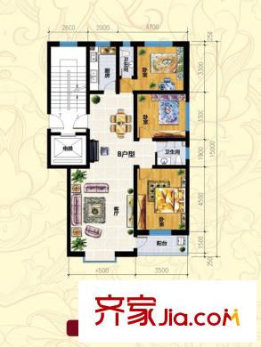 春蕾花園三室兩廳兩衛(wèi)121.6平方米 3室2廳2衛(wèi)