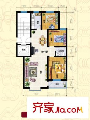 春蕾花園三室兩廳一衛(wèi)116.66平方米 3室2廳1衛(wèi)