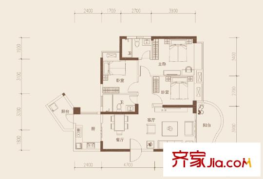隆生?東湖9區(qū)C3戶型 3室2廳2衛(wèi)1廚