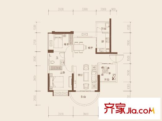 隆生?東湖9區(qū)L2戶型 3室2廳1衛(wèi)1廚
