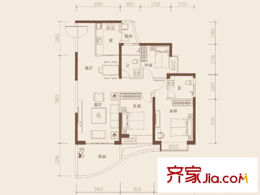 隆生?東湖9區(qū)C1戶型 3室2廳2衛(wèi)1廚