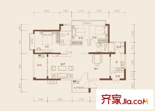 隆生?東湖9區(qū)C2戶型 3室2廳2衛(wèi)1廚