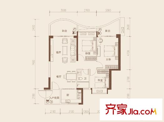 隆生?東湖9區(qū)C5戶型 3室2廳1衛(wèi)1廚
