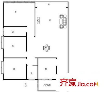 東成新苑 3室 戶型圖