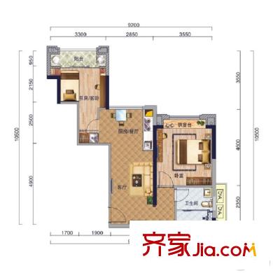 王府?釣魚臺8棟1.2單元01/02戶型 2室1廳1衛(wèi)1廚