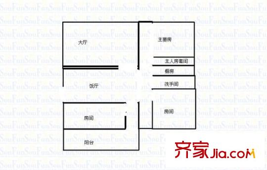 五星聚豪園 3室 戶型圖