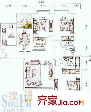 豐湖村 2室 戶型圖