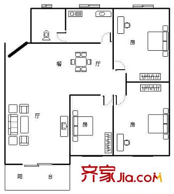 東成新苑 3室 戶型圖