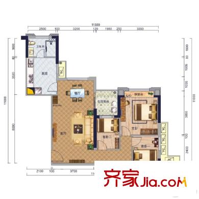 王府?釣魚臺8棟3單元02戶型 3室2廳1衛(wèi)1廚