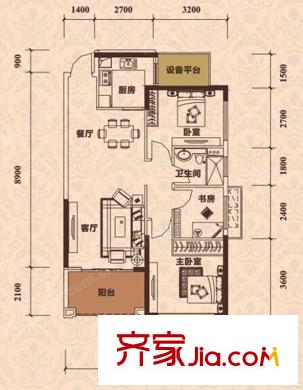 王府?釣魚臺5棟3單元01戶型 3室2廳1衛(wèi)1廚