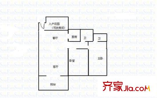 金寶江畔花園二期 2室 戶型圖