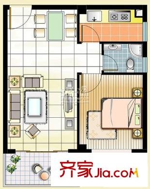 閏垣國(guó)際戶型圖A1戶型 1室2廳2衛(wèi)