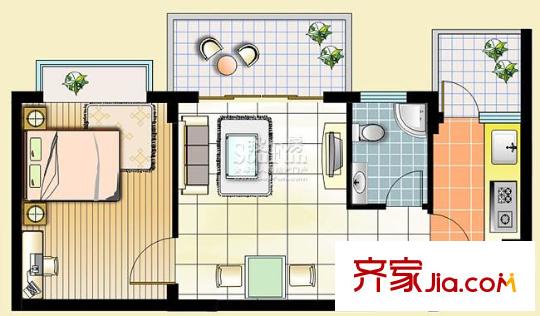 閏垣國(guó)際 1室戶型圖
