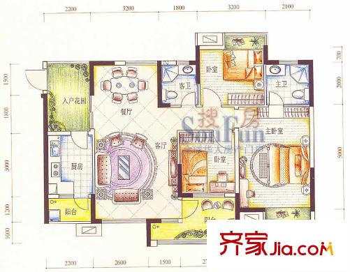 新天名城戶型圖英倫堡、雅倫堡 3室2廳2衛(wèi)1廚