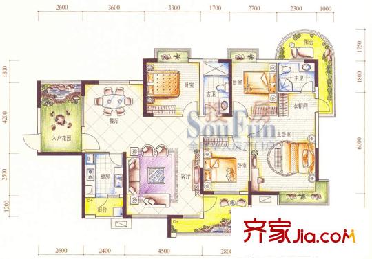 新天名城戶型圖紐倫堡、海倫堡 4室2廳2衛(wèi)1廚