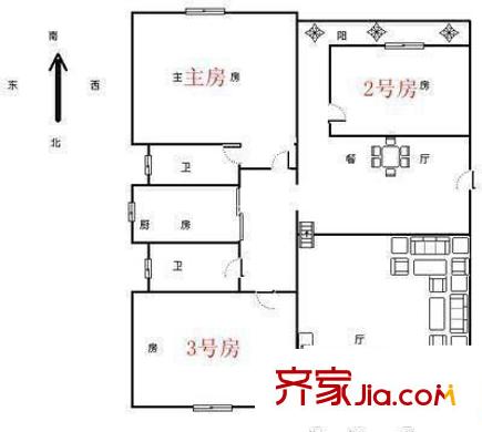 五星聚豪園 3室 戶型圖