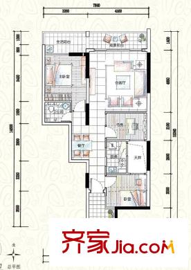 金山湖國墅園別墅戶型圖金山湖國墅園 3室 戶型圖 3室2廳1衛(wèi)