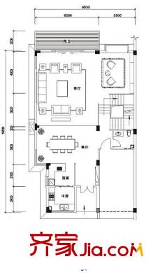 城市原筑戶型圖4號(hào)樓別墅一樓戶型 5室2廳3衛(wèi)1廚