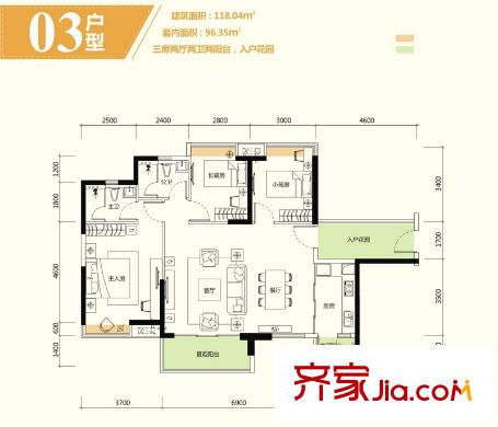 海伦堡海伦春天户型大门图洋房风水23-25栋03户型3室2厅2卫1厨入户别墅禁忌别墅楼梯高层图片