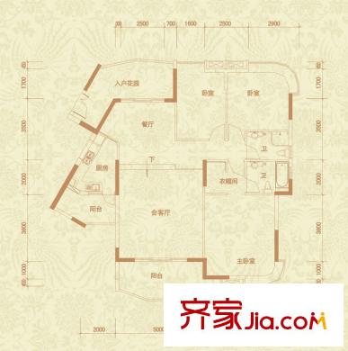 景億鳳凰谷戶型圖洋房A1戶型 3室2廳2衛(wèi)1廚