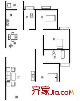 瑞亨大廈 3室 戶型圖