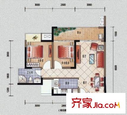 建行宿舍 2室 戶型圖