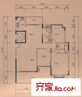 南山公館三期上院嵐系02戶型 3室2廳2衛(wèi)1廚