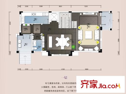諾楠?悠山美地花園別墅B&C戶型 4室3廳5衛(wèi)1廚
