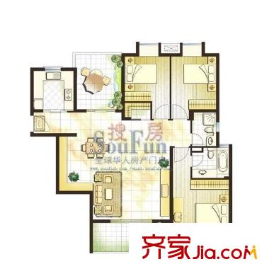 南星麗苑 3室 戶型圖