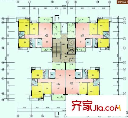 龍富花園戶型圖5棟標(biāo)準(zhǔn)層平面圖 