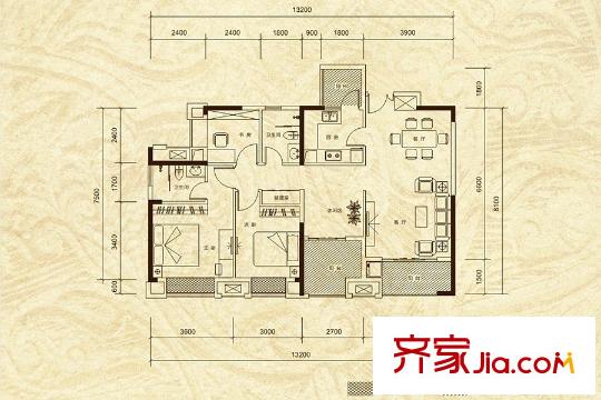 鷺金?御公館A2戶型 4室2廳2衛(wèi)1廚