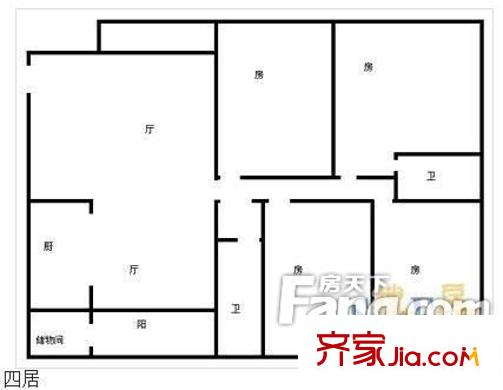 三亞塘小區(qū) 4室 戶型圖