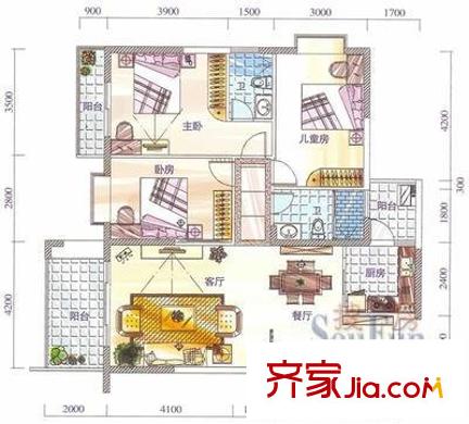 金盛大廈 3室 戶型圖
