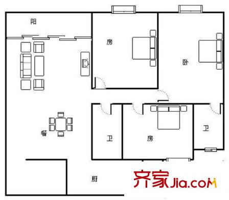 集富花園 3室 戶型圖
