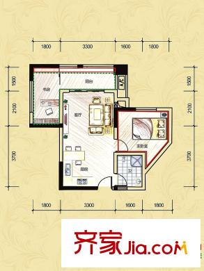 和潤家園戶型圖D戶型 1室1廳1衛(wèi)