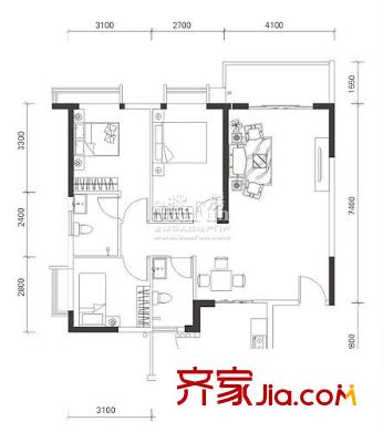 海志公園道一號戶型圖戶型圖 3室2廳2衛(wèi)