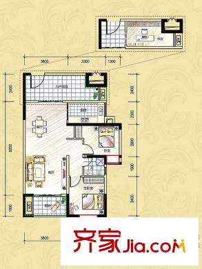和潤家園戶型圖B戶型 2室2廳1衛(wèi)